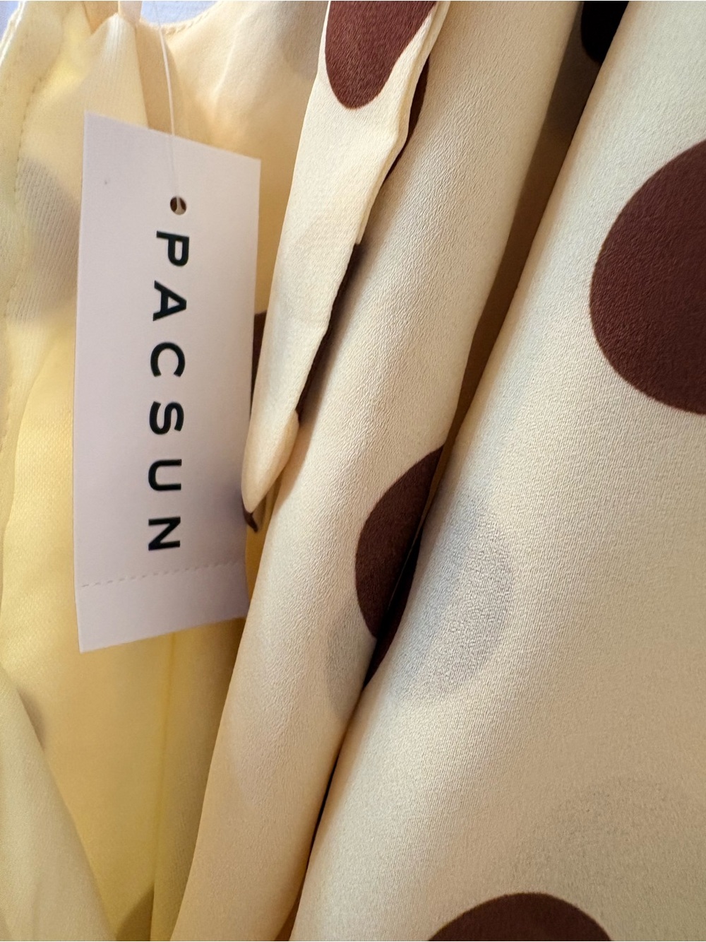 NWT Beverly & Beck PacSun Polka Dot Cowl Neck Mini Dress Cream Brown Large - Picture 8 of 11